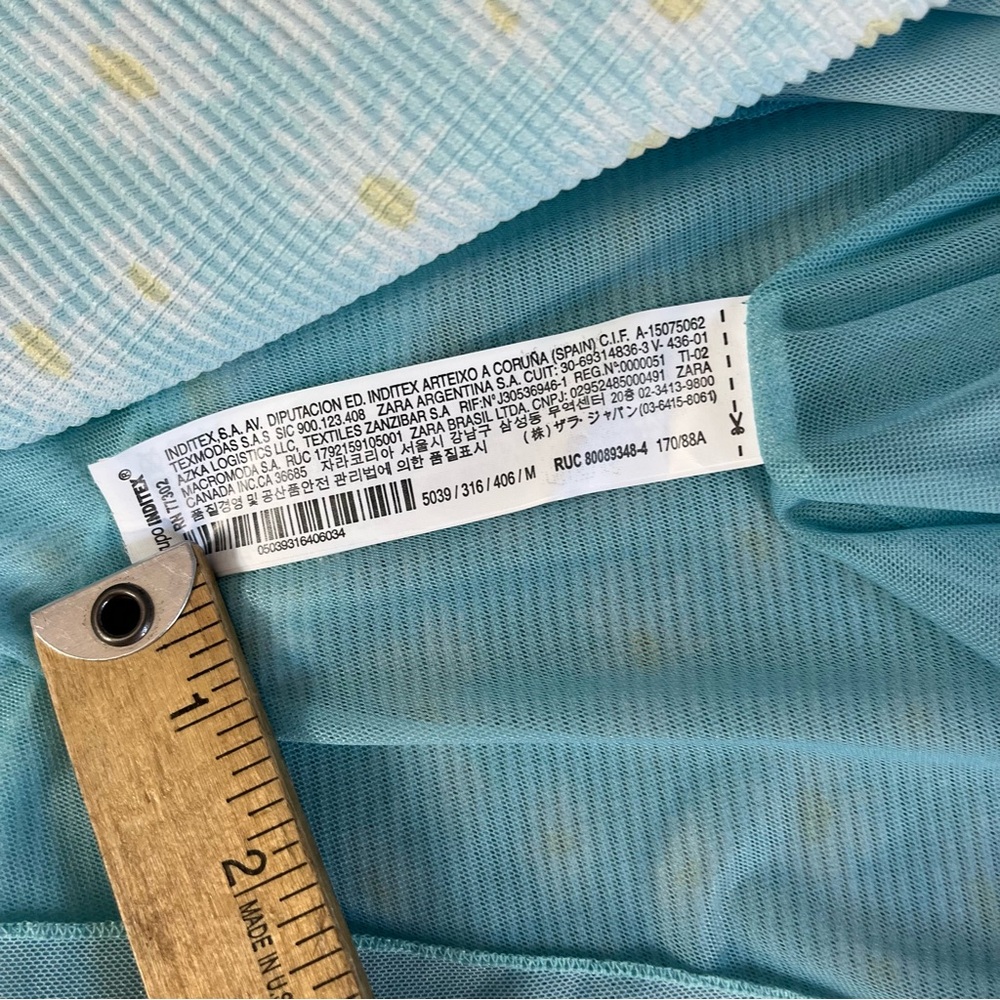 NEW Zara Mini Dress Women Medium Powder Blue Floral Print Crinkle Sleeveless NWT - Picture 8 of 9